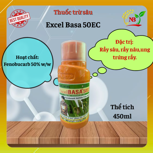 Thuốc trừ sâu Excel Basa 50EC- 450ml- Fenobucard 500g/l - Nước trong ít hôi, phan rầy chết nhanh, trừ chích hút, bọ trĩ, rầy nâu.. Năm bưu
